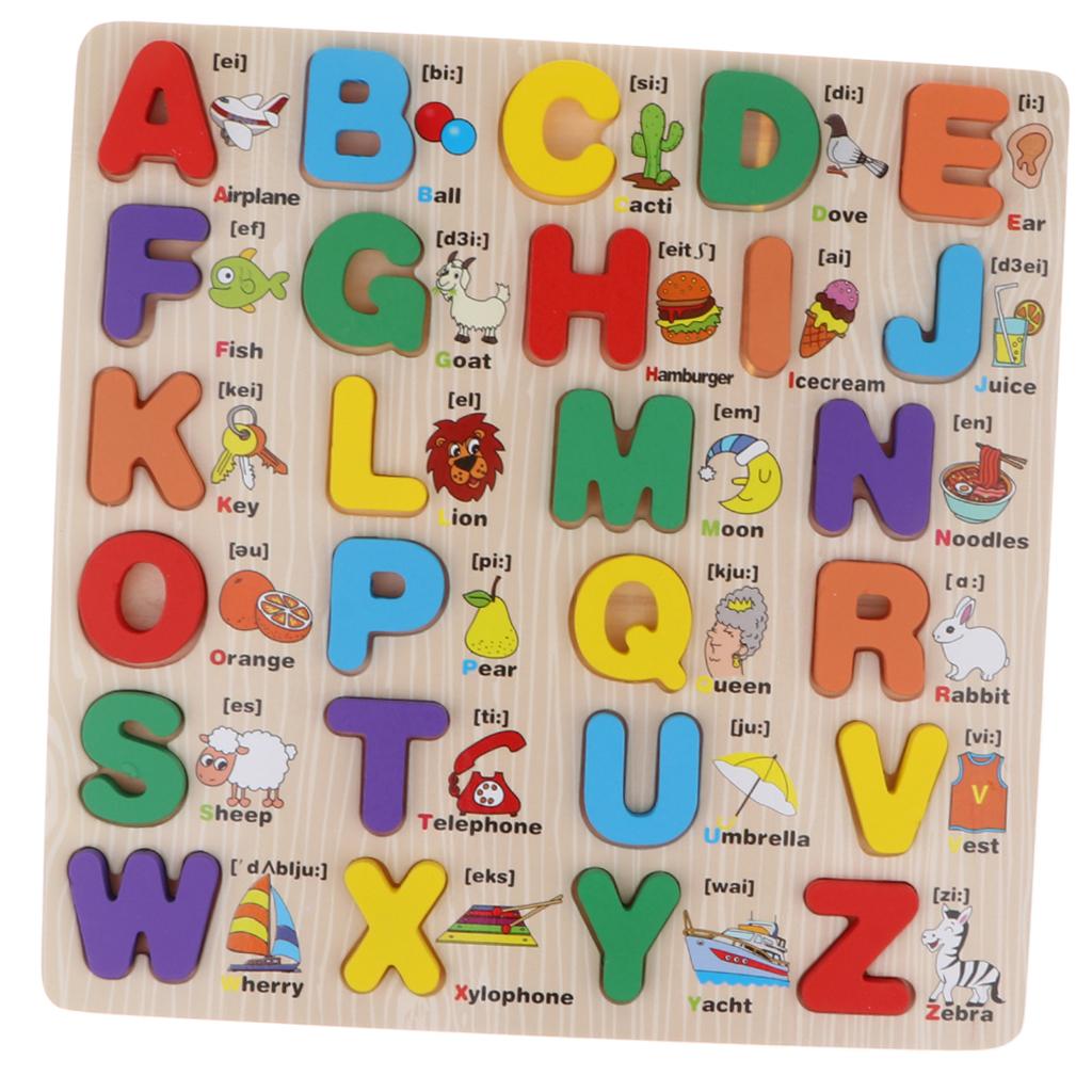 Kids Education Age - Quebra-cabeça de letras de madeira educativo