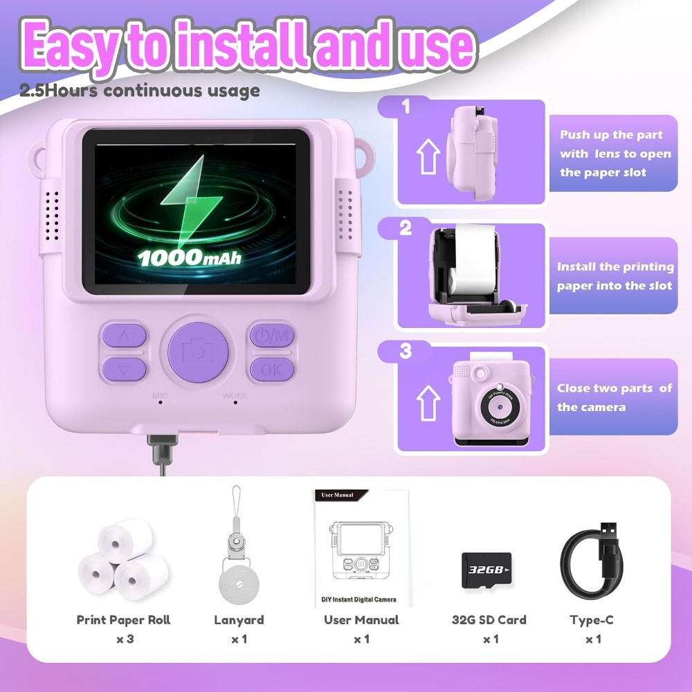 Câmera de impressão instantâne - Kids Educational Videos avaliação e preço